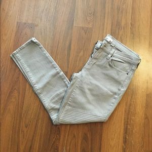 J. Crew tan moto jeans - edgy and fun